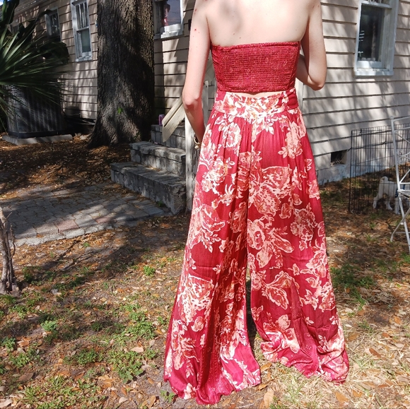 NEW Free People Juliet bandeau strapless cutout wide leg jumpsuit festival SMALL - Picture 2 of 12